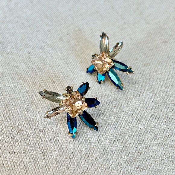 J.Crew Statement Cluster Earrings Worn Twice Beautiful Shape Multicolor MSRP $89 - Picture 1 of 5